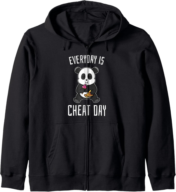 Everyday Is Cheat Day Panda Essen Diät Gym Workout Foodie Kapuzenjacke