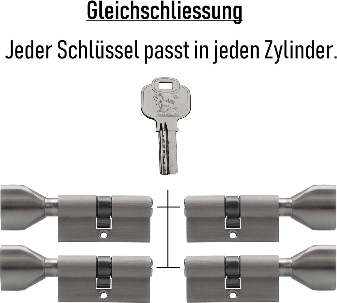 4x Knaufzylinder KSN 60 mm 30/30 gleichschliessend inkl. 20 Schlüssel