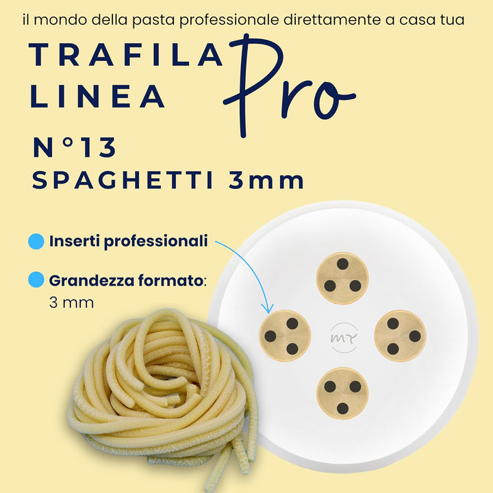 My Trafile - Matrize Linie Pro N°13 Spaghetti 3 mm aus POM mit professionellen Einsätzen, kompatibel