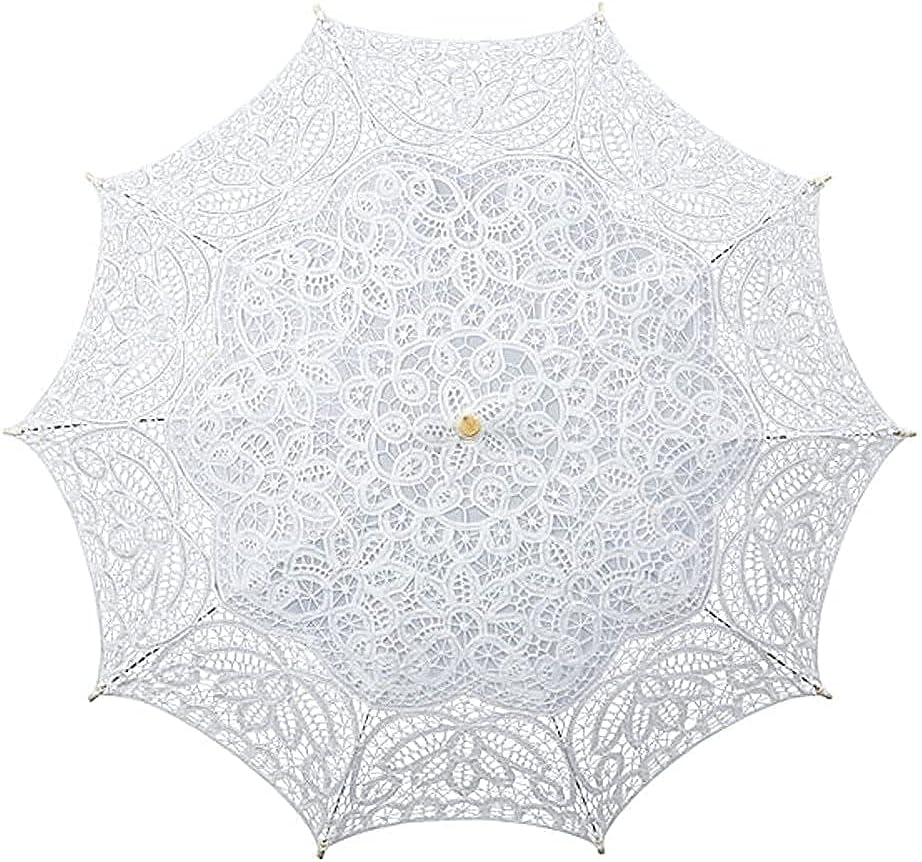VON LILIENFELD Hochzeitsschirm Brautschirm Vivienne Spitze Deko Sonnenschirm weiss, weiss