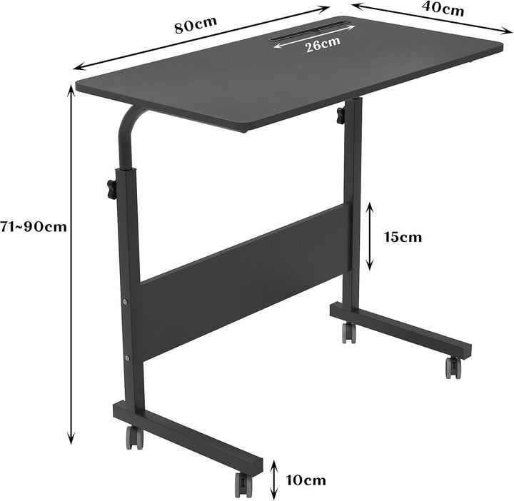 soges Computertisch Laptoptisch höhenverstellbar PC-Tisch mit Rollen, Oberfläche mit Einschnitt als