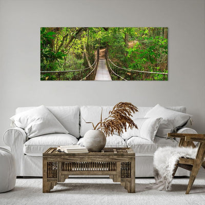 Wandbilder Dekoration Wohnzimmer Fussgängerbrücke Wald Abenteuer Panorama Bilder auf Leinwand 120x50