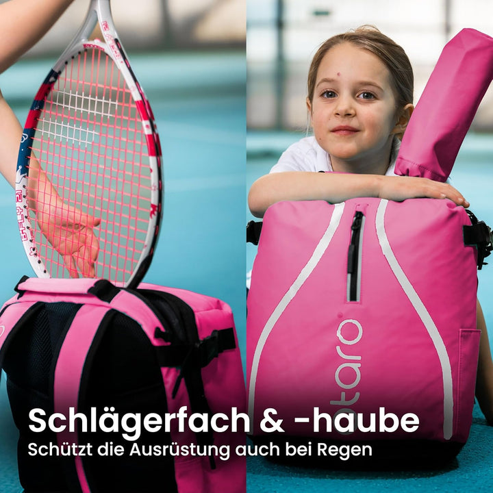 Otaro Tennisrucksack Kinder (19L) | Premium | Inkl. Separierten Schuhfach & Schlägerschutz | Deutsch