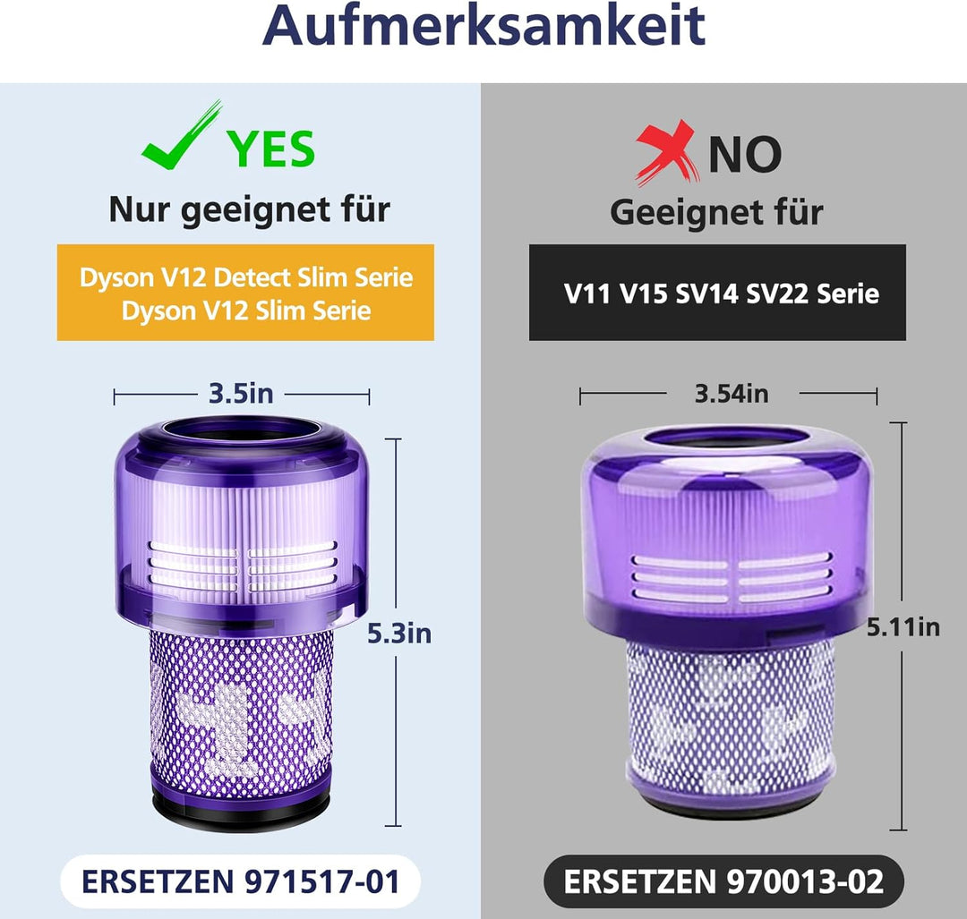 Filter Für Dyson V12-2 Stück Ersatzfilter Filter für Dyson V12 Detect Slim Absolute/Total Clean/Extr