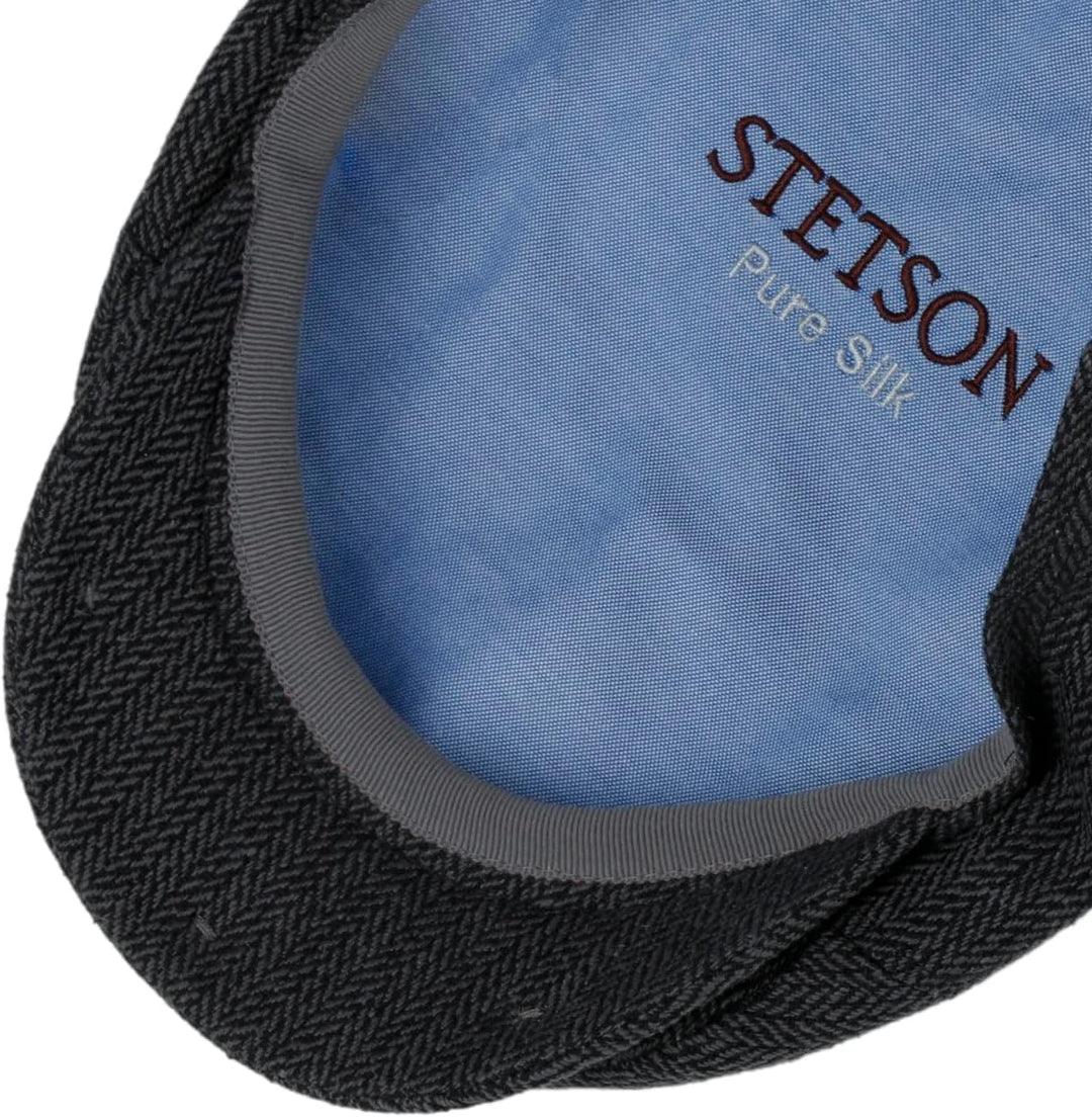 Stetson Herringbone Silk Driver Flatcap - Schirmmütze - Elegante Schiebermütze - Fischgrätmuster mit