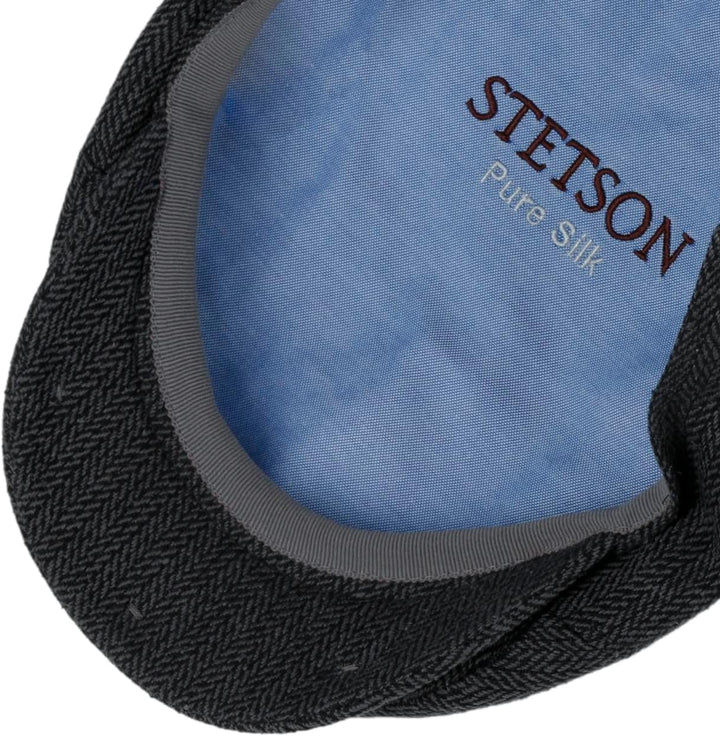 Stetson Herringbone Silk Driver Flatcap - Schirmmütze - Elegante Schiebermütze - Fischgrätmuster mit