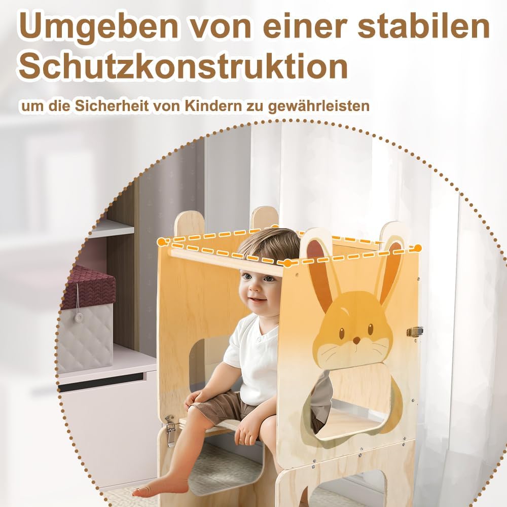 Umwandelbarer Lernturm mit Kreidetafel, vielseitig und sicher, für Kinder, 2-in-1, ideal zum Lernen,
