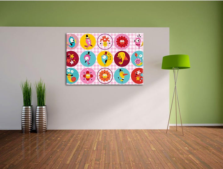 Pixxprint Lustige Tiere und Pflanzen als Leinwandbild/Grösse: 100x70 cm/Wandbild/Kunstdruck/fertig b