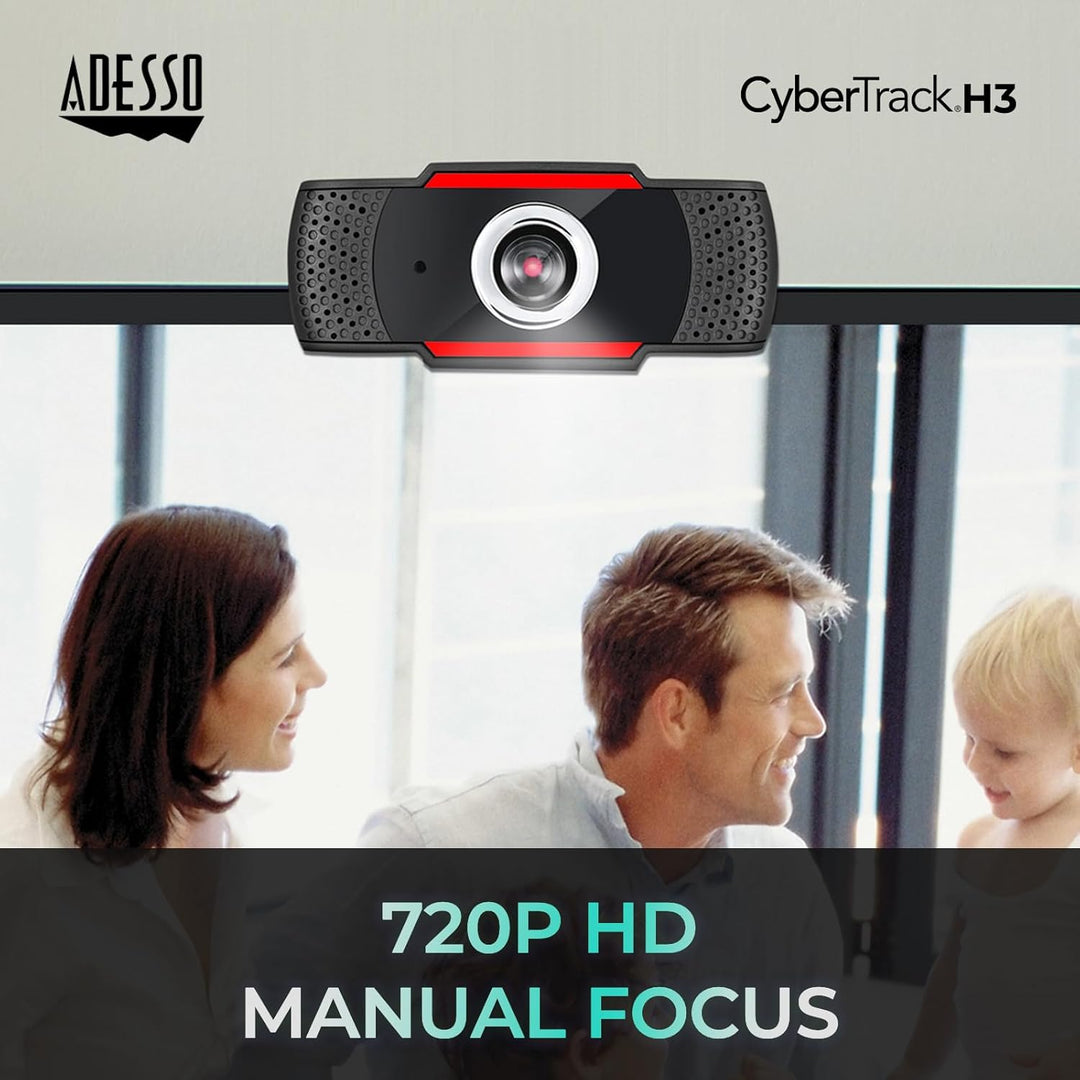 Adesso CyberTrack H3 720p HD Webcam mit eingebautem Mikrofon 2" x 2.2" x 2.2", 2" x 2.2" x 2.2"