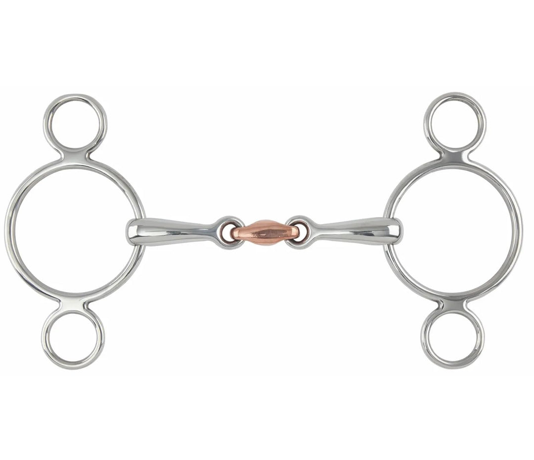 Shires Two Ring Copper Lozenge Gag Bit S/Stahl 5.5", S/Stahl 5.5"
