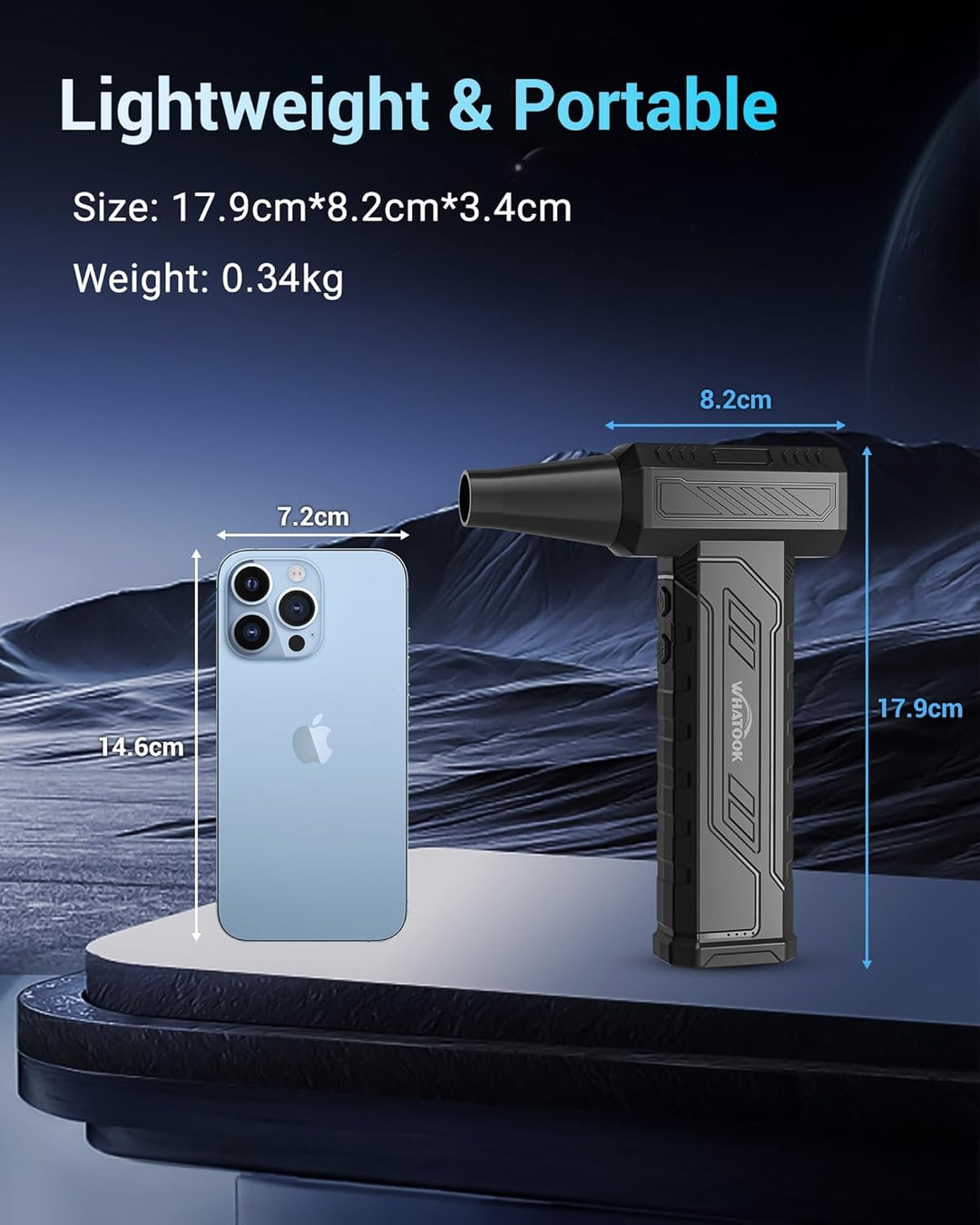 WHATOOK Elektrische Staubgebläse Druckluftspray: A1 Max 250000 RPM Air Duster mit 8000mAh Akku - 4 G