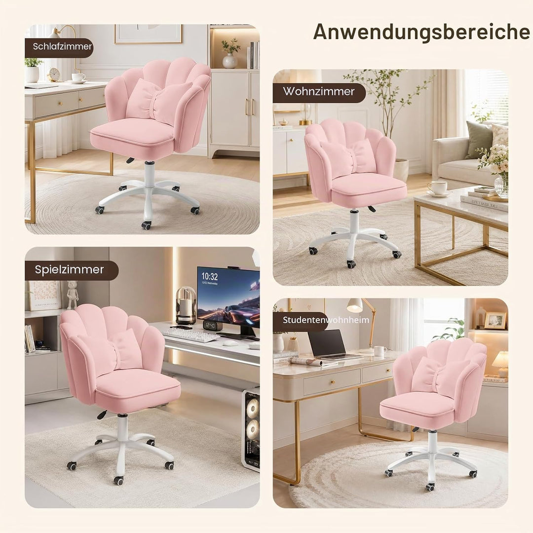 Vanity Sessel Velvet Petal Schreibtischstuhl - Moderner Polstersessel mit Rückenlehne und Steppung,