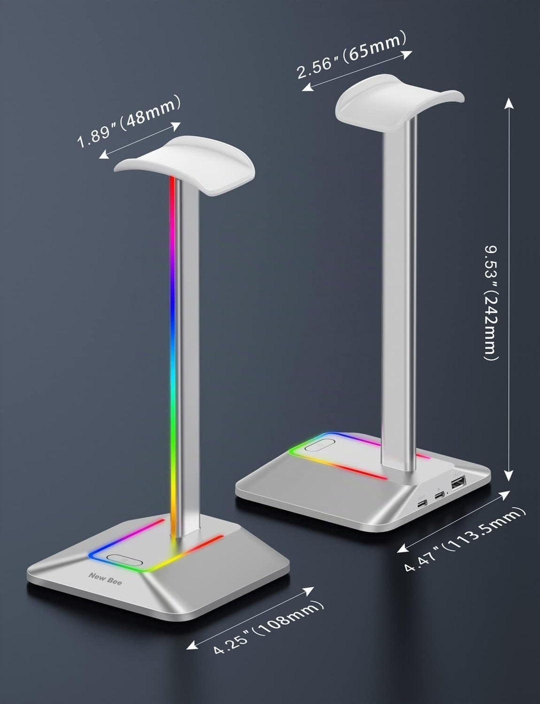 New bee Kopfhörer Ständer RGB Headset Halterung mit USB Typ-C Ladegeräten und Datenübertragung Unive