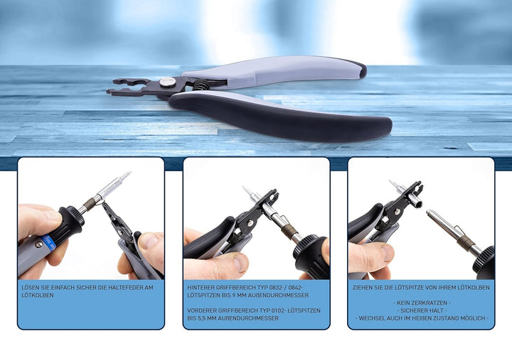 Ersa Zange für Lötspitzenwechsel 3ZT00164 &amp; Messing-Reinigungsbürste zur Lötspitzenreinigung 3ZT0005