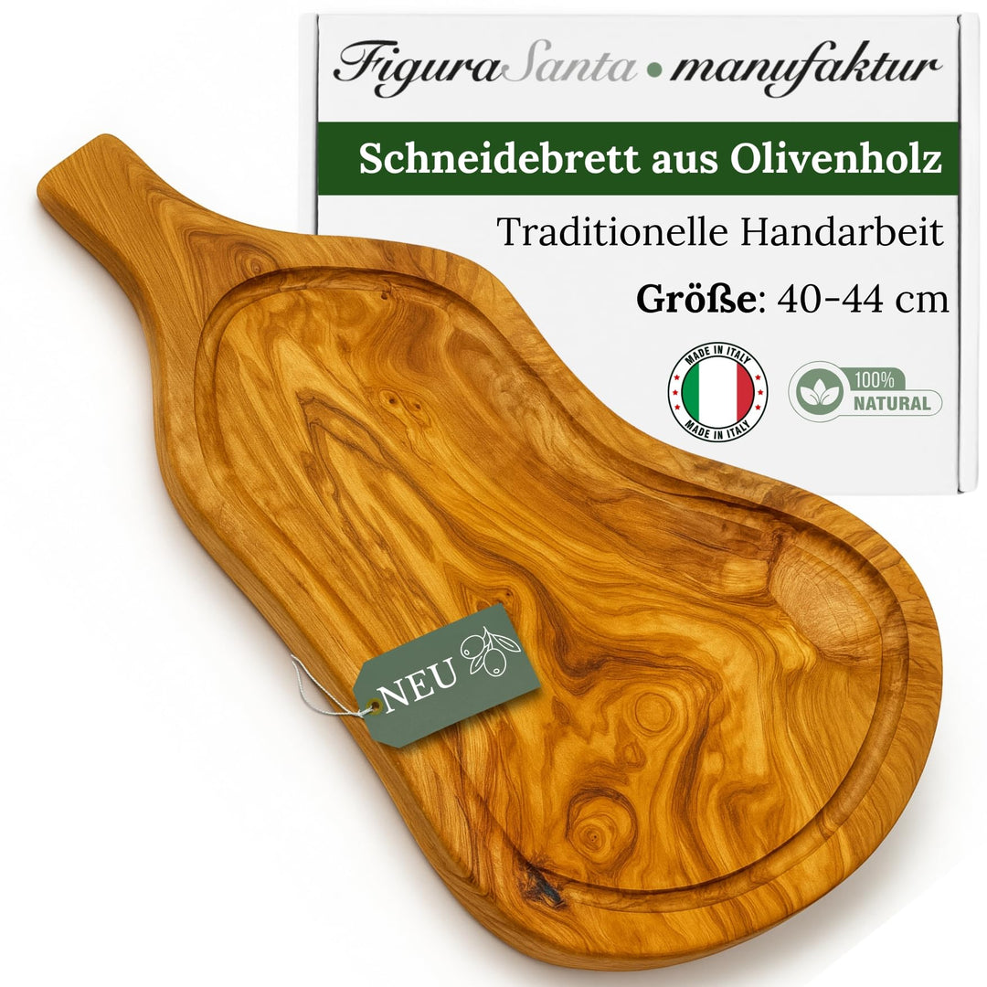 Schneidebrett Olivenholz - massives Servierbrett Holz Olivenholzbrett antibakteriell - Holzbrett Küc