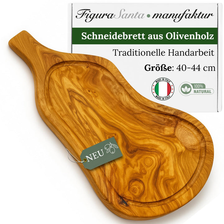 Schneidebrett Olivenholz - massives Servierbrett Holz Olivenholzbrett antibakteriell - Holzbrett Küc