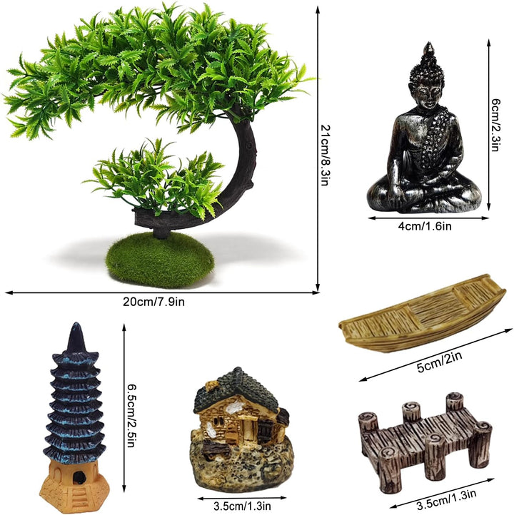 LuXianYS Japanischer Zen-Garten für den Schreibtisch,12x8 Zoll Home Zen Garten Set,Japanisches Zen S