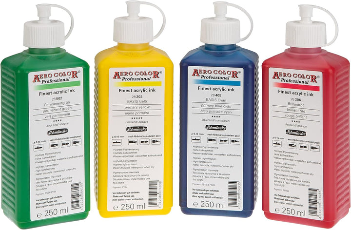 Schmincke - AERO COLOR Professional, Scharlach 250 ml, 28300027, feinst-flüssige, farbstarke Acrylfa