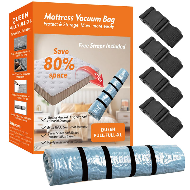 Vakuumbeutel für Matratzen 200x250cm Matratze Vakuumieren Aufbewahrungsbeutel mit Spanngurten für Um