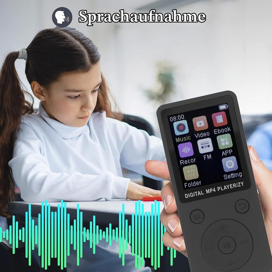 MP3 Player mit Bluetooth 5.0, 64GB Tragbarer MP4 Musikplayer mit 1,8 Zoll Farbbildschirm, Integriert