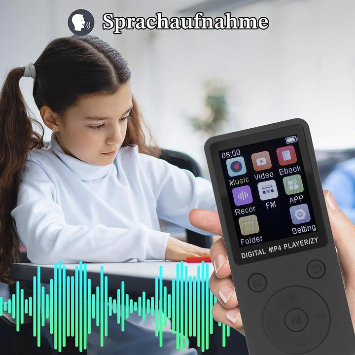 MP3 Player mit Bluetooth 5.0, 64GB Tragbarer MP4 Musikplayer mit 1,8 Zoll Farbbildschirm, Integriert