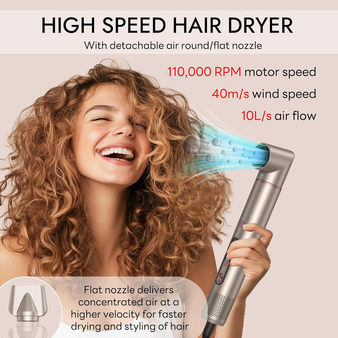 Airstyler 6 in 1, LCD-Display, 110000 U/Min Haarstyler Rundbürstenföhn, Hairstyler Warmluftbürste Mi