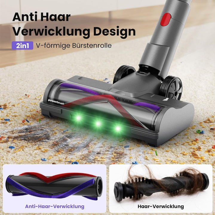Akku Staubsauger, 600W/58000Pa/75Min, Staubsauger Kabellos mit FurTornado™ Mini-Düse und Ladestation