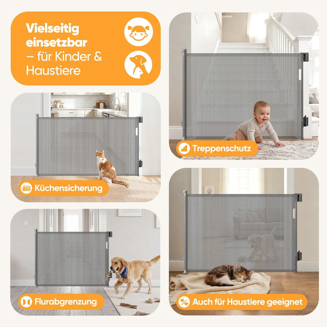 Sekey Treppenschutzgitter Ausziehbar 0-150 cm, Höhe 97 cm, Feste Schraubmontage Türschutzgitter, Kin