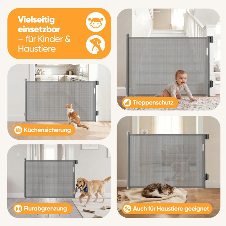 Sekey Treppenschutzgitter Ausziehbar 0-150 cm, Höhe 97 cm, Feste Schraubmontage Türschutzgitter, Kin