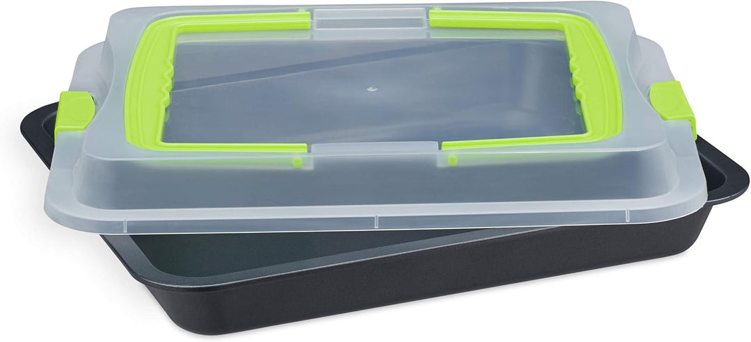 Relaxdays 10024300_53 Backblech mit Deckel, 3in1 Kuchen Transportbox, hoher Rand, Kuchenblech rechte