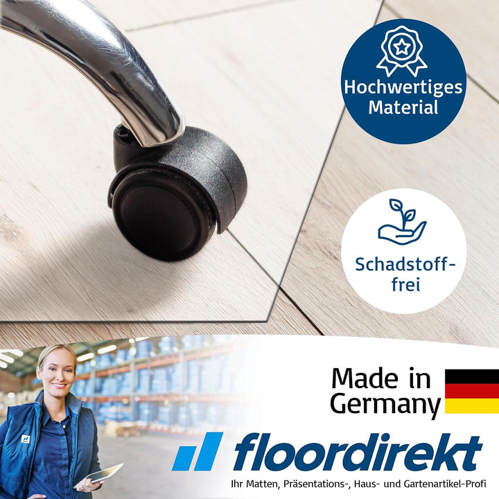 Floordirekt Bodenschutzmatte für Hartböden - Neo - halbtransparente Bürostuhlunterlage Bodenmatte St