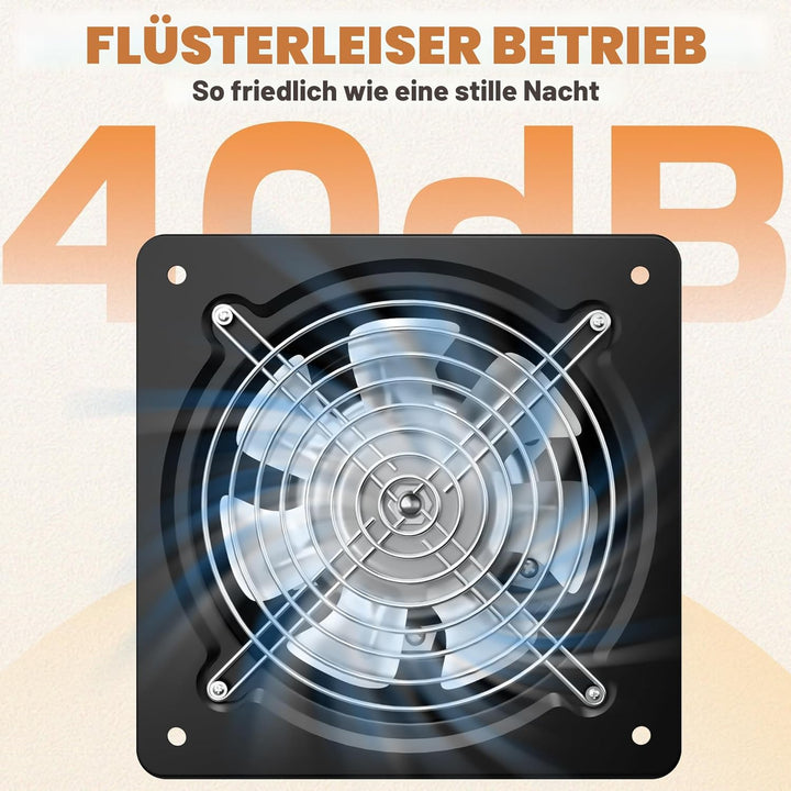 150mm Abluftventilator 525m³/h – Leiser Betrieb, Rückstauklappe für besseren Luftaustausch, Schutz v