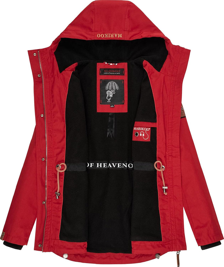 MARIKOO Damen Parka Übergangs-Jacke leicht gefüttert mit Kapuze Babetaa S Cherry Red, S Cherry Red