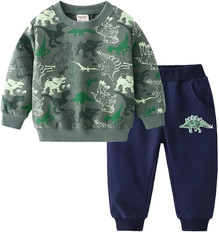 Volunboy Baby Jungen Dinosaurier kleidung, Kinder Pullover Jogginganzug Sweatshirt Langarmshirt und