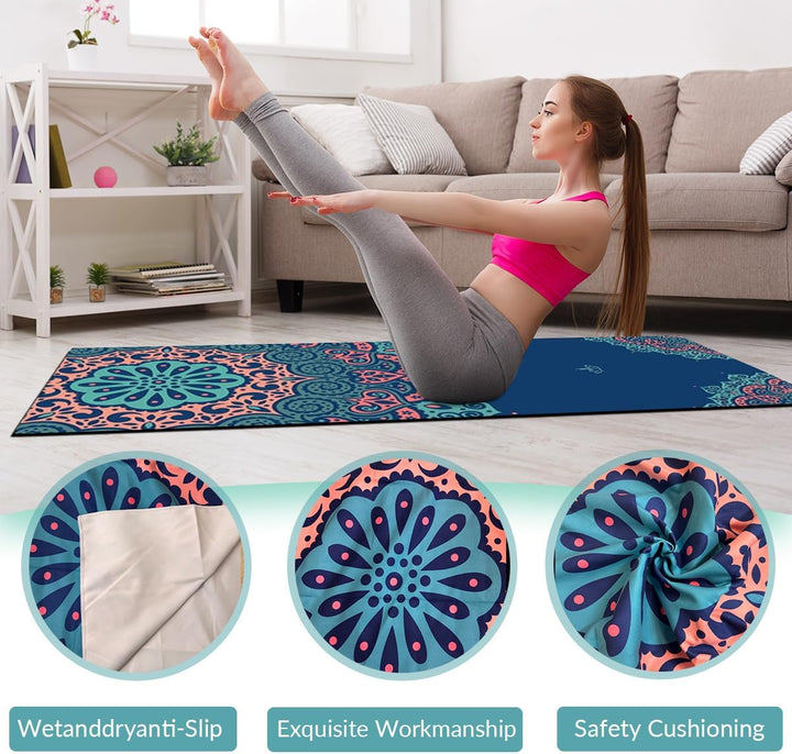 Morbuy Mikrofaser Hot Yoga Handtuch, Yoga Mat 185x65cm rutschfest Fitnesstuch Weich Atmungsaktiv Ant