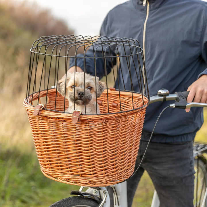 TRIXIE Hundekorb für das Fahrrad vorne bis 5 kg 44 × 48 × 33 cm - gewobener Hundefahrradkorb für den