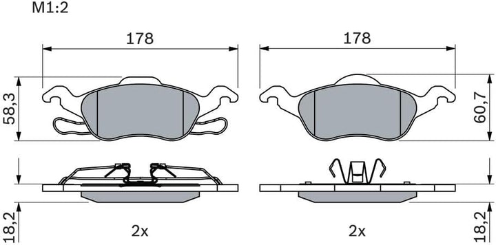 Bosch BP1196 Bremsbeläge - Vorderachse - ECE-R90 Zertifizierung - vier Bremsbeläge pro Set