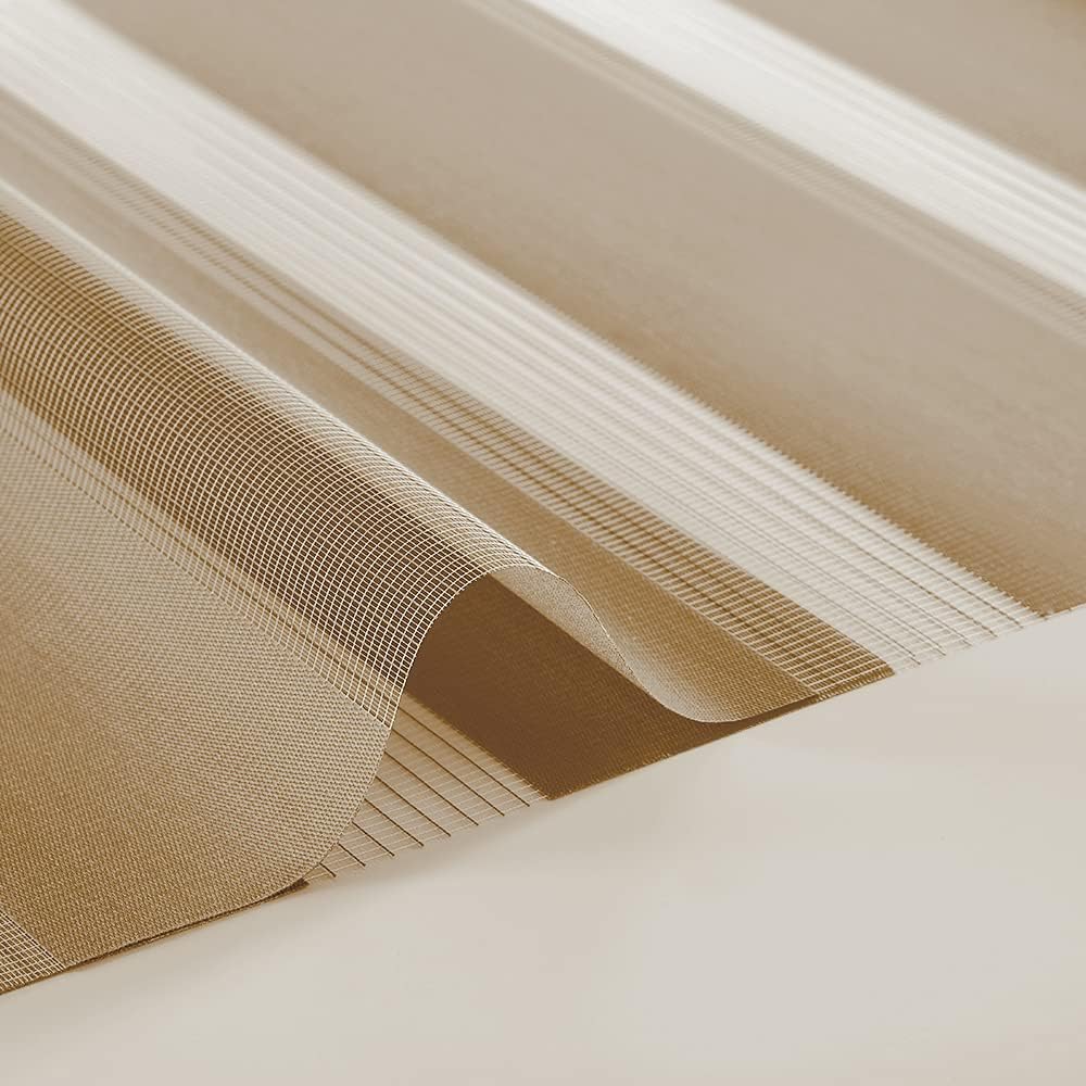 OBdeco Doppelrollo Duo Rollo Klemmfix ohne Bohren B80cm x H220cm(Stoffbreite 76 cm) Sand für Fenster