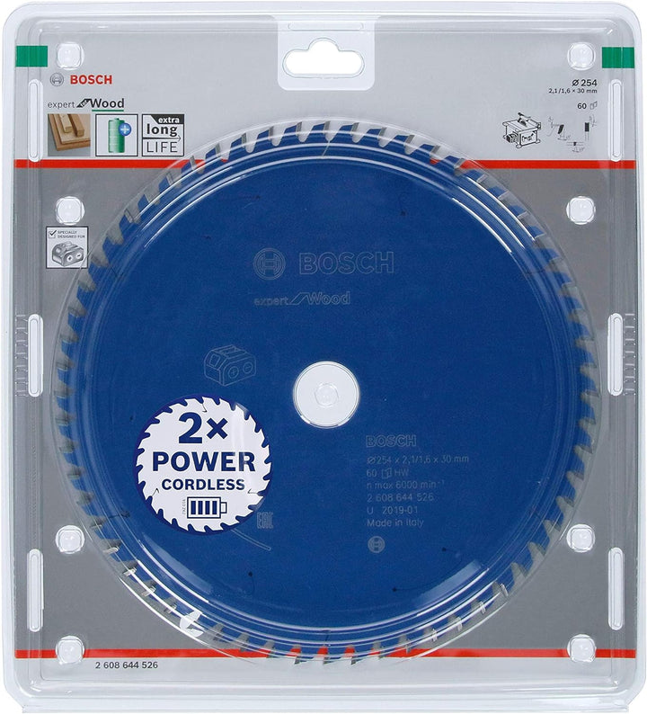 Bosch Professional 1x Kreissägeblatt Expert for Wood (Holz, Sägeblatt Ø 254 x 30 x 2,1 mm, 60 Zähne,