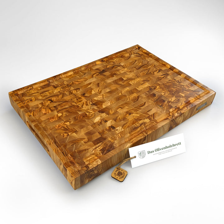 DAS OLIVENHOLZBRETT® Exklusives Mosaik Schneidebrett Mit Saftrille / Hirnholzbrett Aus Olivenholz /