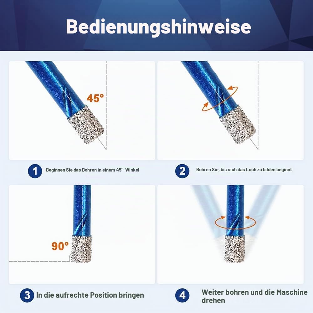 Diamant Trockenbohrer Fliesenbohrer 10mm - BRSCHNITT 5 Stück Diamant Bohrkrone - Lochsäge für Kerami