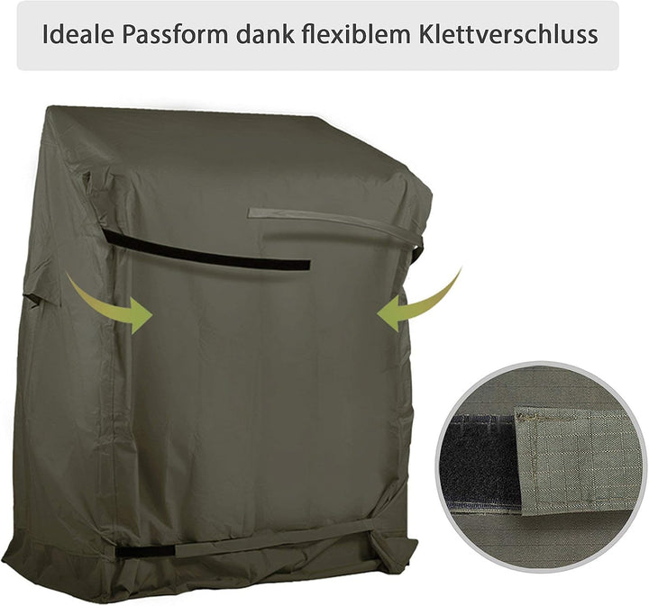 Strandkorb Hanse Schutzhülle Winterfest aus 600 D Oxford Gewebe mit extra flexiblem Klettverschluss,