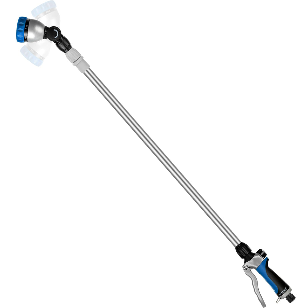 RESTMO Langer Teleskop Giessstab 92-152 cm, Lang Gartenbrause Metall mit 180° schwenkbaren Kopf, 7 S
