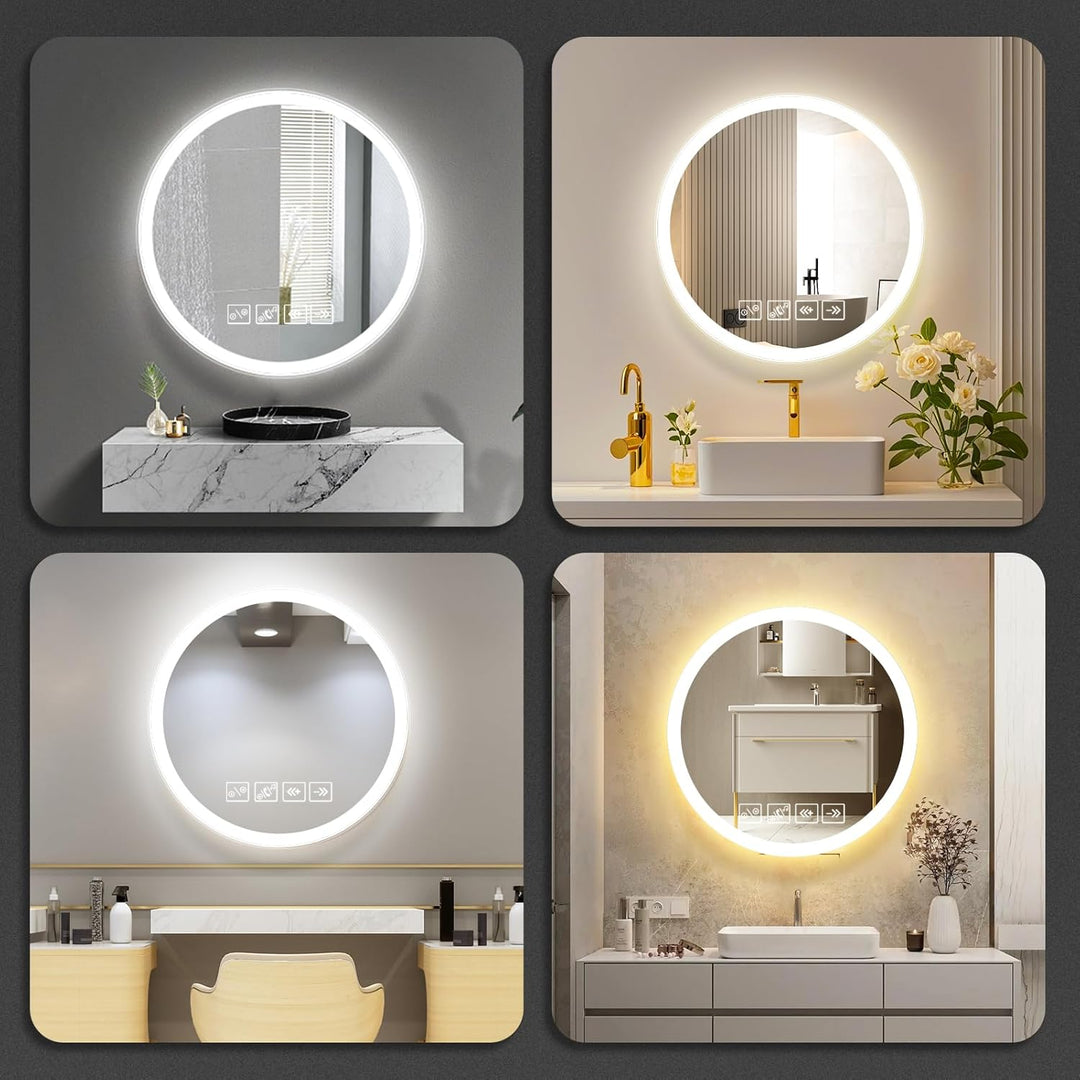 Badspiegel mit Beleuchtung | 60cm Wandspiegel | Badezimmerspiegel | LED Spiegel mit Bluetooth | Kosm