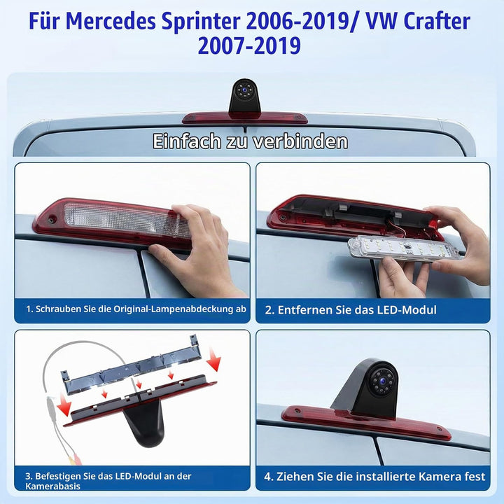 OiLiehu Rückfahrkamera für Mercedes Sprinter 2006-2019, für VW Crafter 2007-2019, 720P HD, 140° Weit