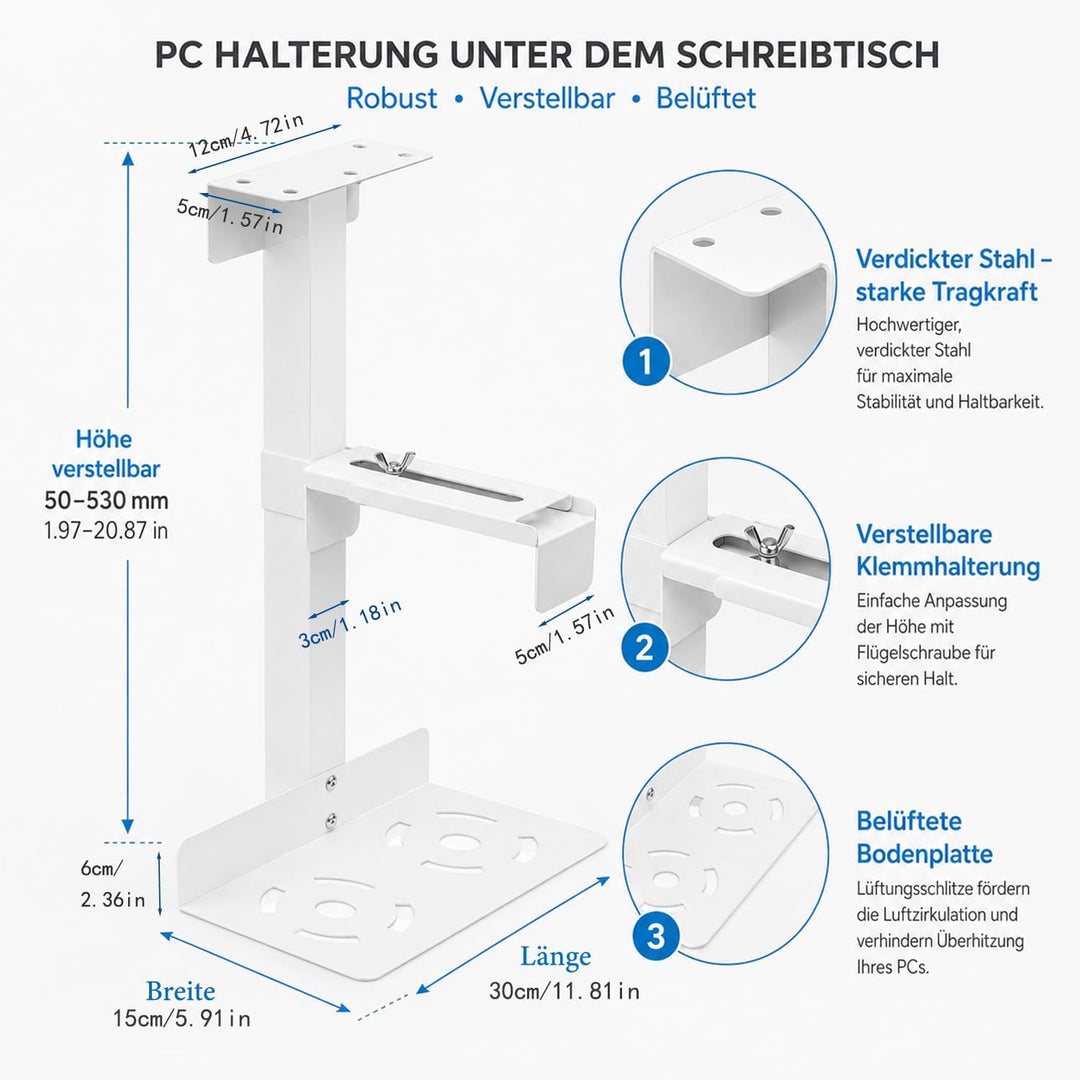 PC Halterung Unter Schreibtisch, Carbonstahl Computer Aufhängung Halter, PC Halterung für Untertisch