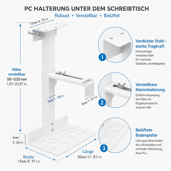 PC Halterung Unter Schreibtisch, Carbonstahl Computer Aufhängung Halter, PC Halterung für Untertisch
