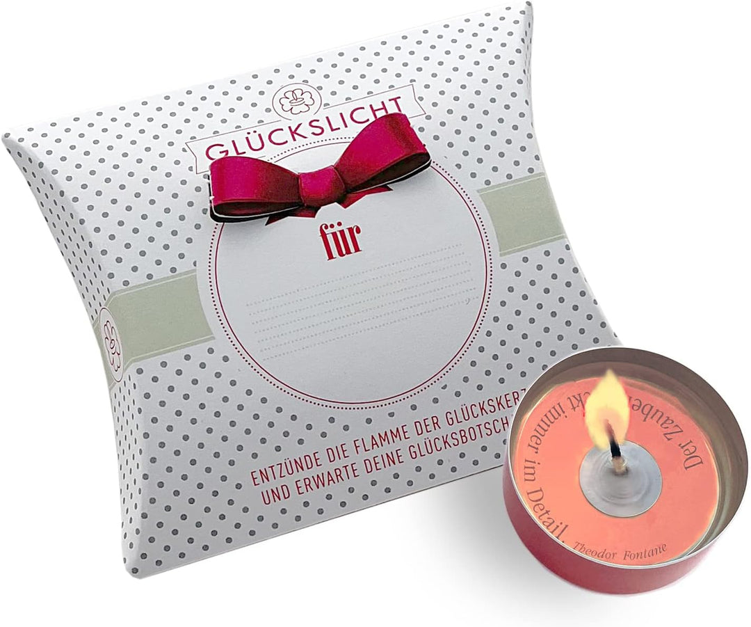 Glückslicht/Dots/Glückslicht für … / personalisierbar/Elegante weisse Geschenkbox mit zartgrünen Pun