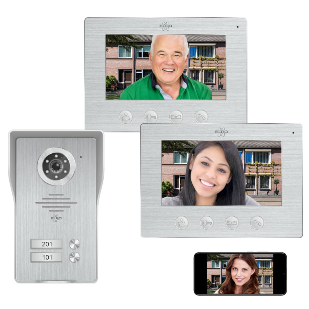 ELRO DV4000IP-2 DV4000IP Video Türsprechanlage, Grau, 2 Appartment Mit App 2 Appartment, Mit App 2 A