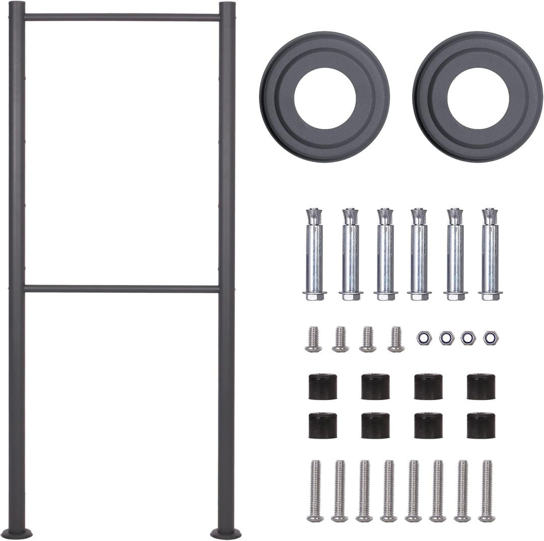 Wiltec Briefkasten Ständer 4-Fach Anthrazit 1700 x 700 mm, Vierfach Standfuss für Postkasten Briefkä